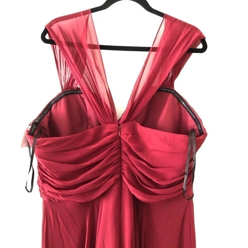 Dessy Collection Burgundy Chiffon Sweetheart Bridesmaid Gown Plus Dress 22